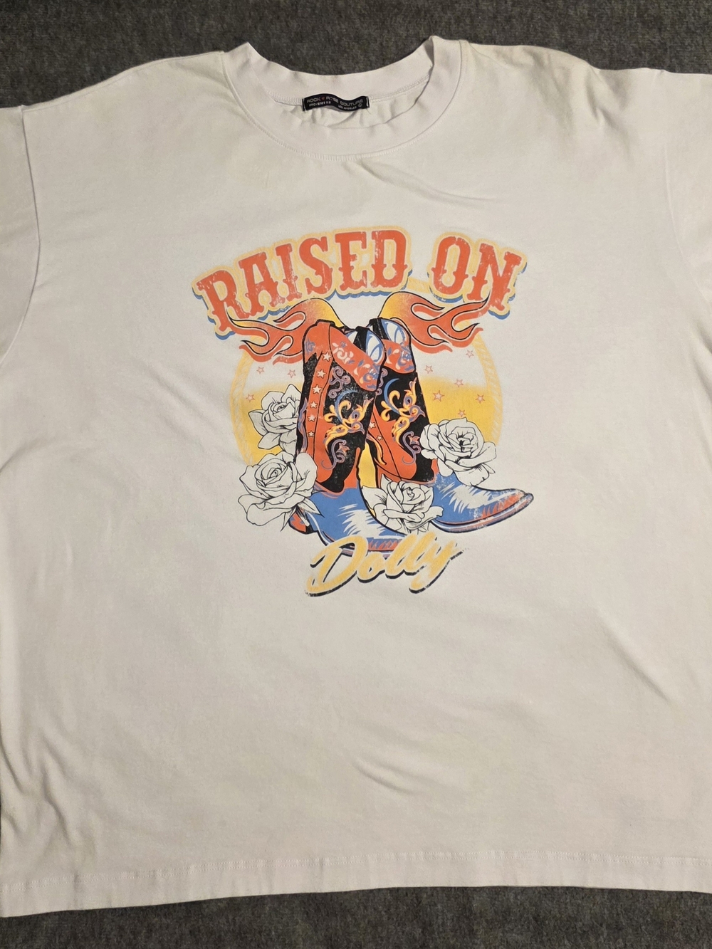 Raised On Dolly White Graphic Short Sleeve Tee